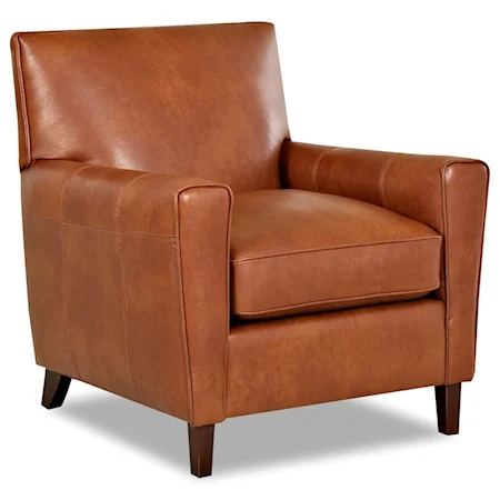 Leather Chair with Exposed Wood Legs